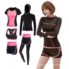 Womens Sports Suits 5 Pieces Yoga Sports Wear Activewear  Girl Sexy Sport Fitness Sets